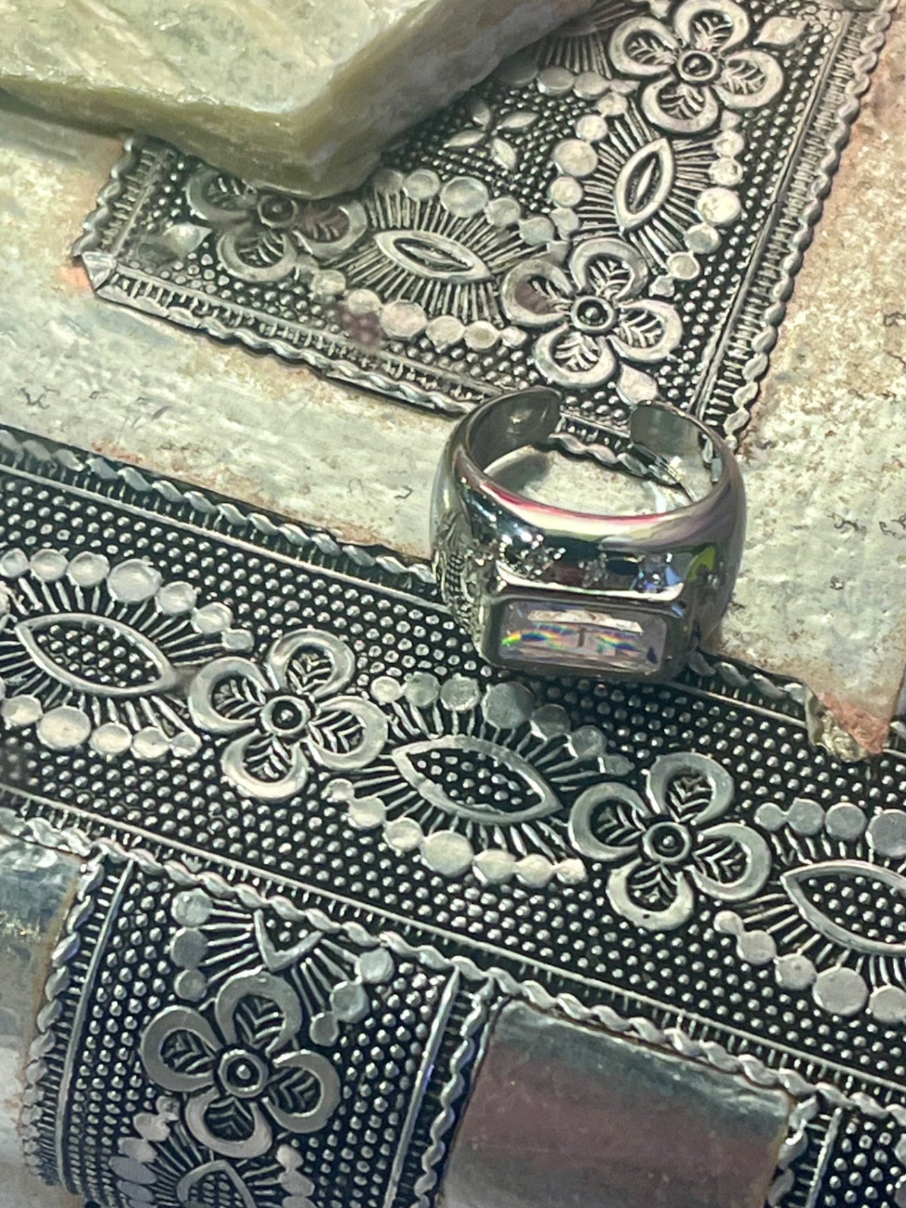 Celestial Rectangle CZ Ring – Silver 