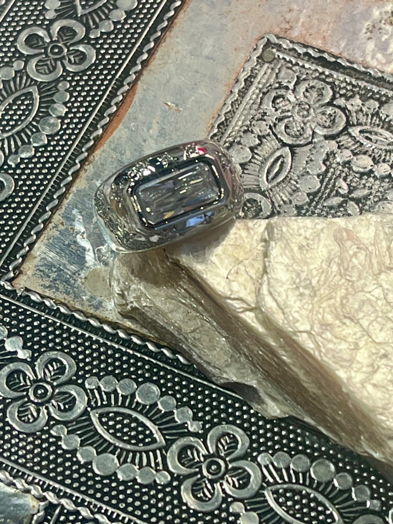 Celestial Rectangle CZ Ring – Silver 