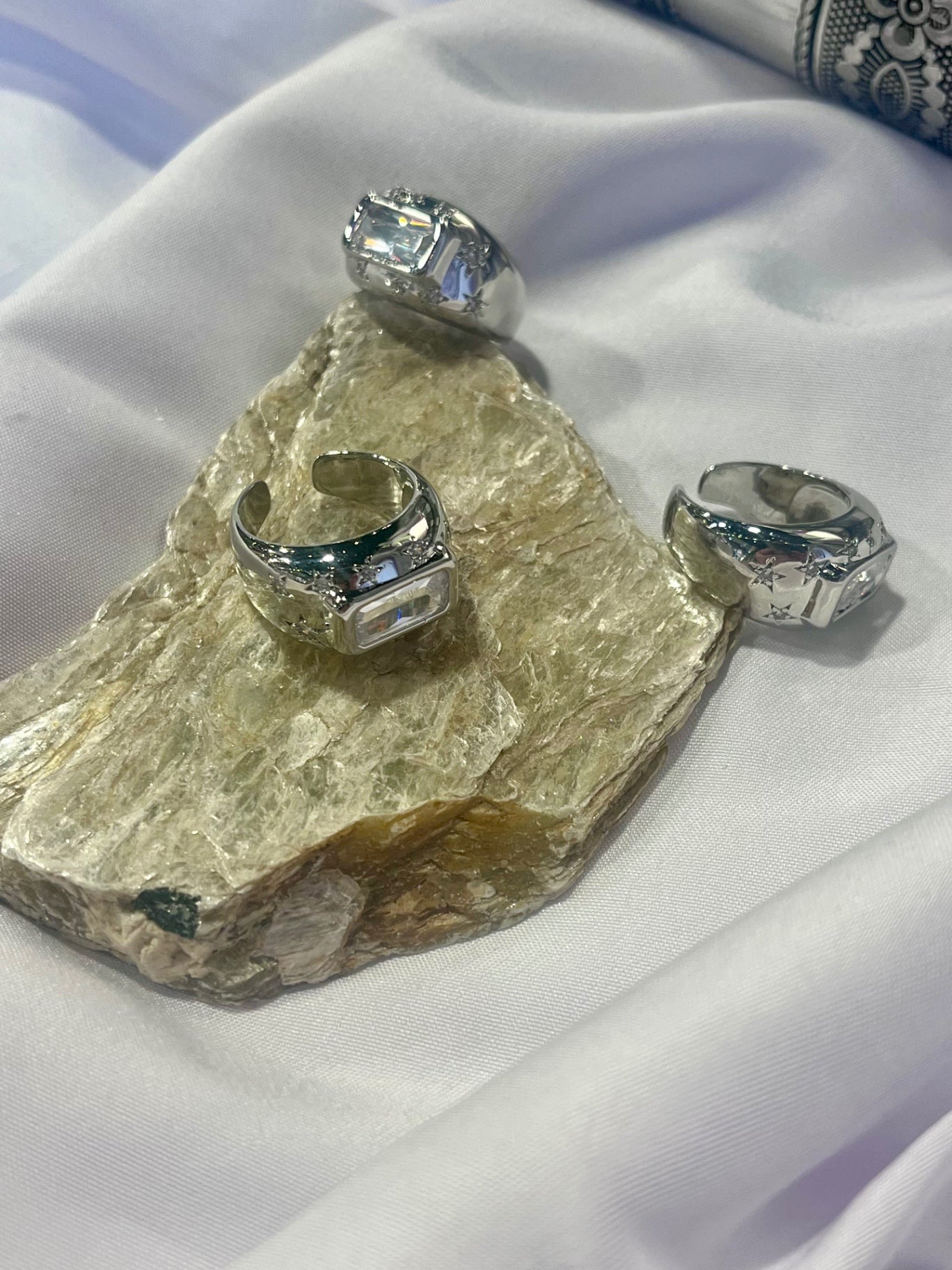 Celestial Rectangle CZ Ring – Silver 