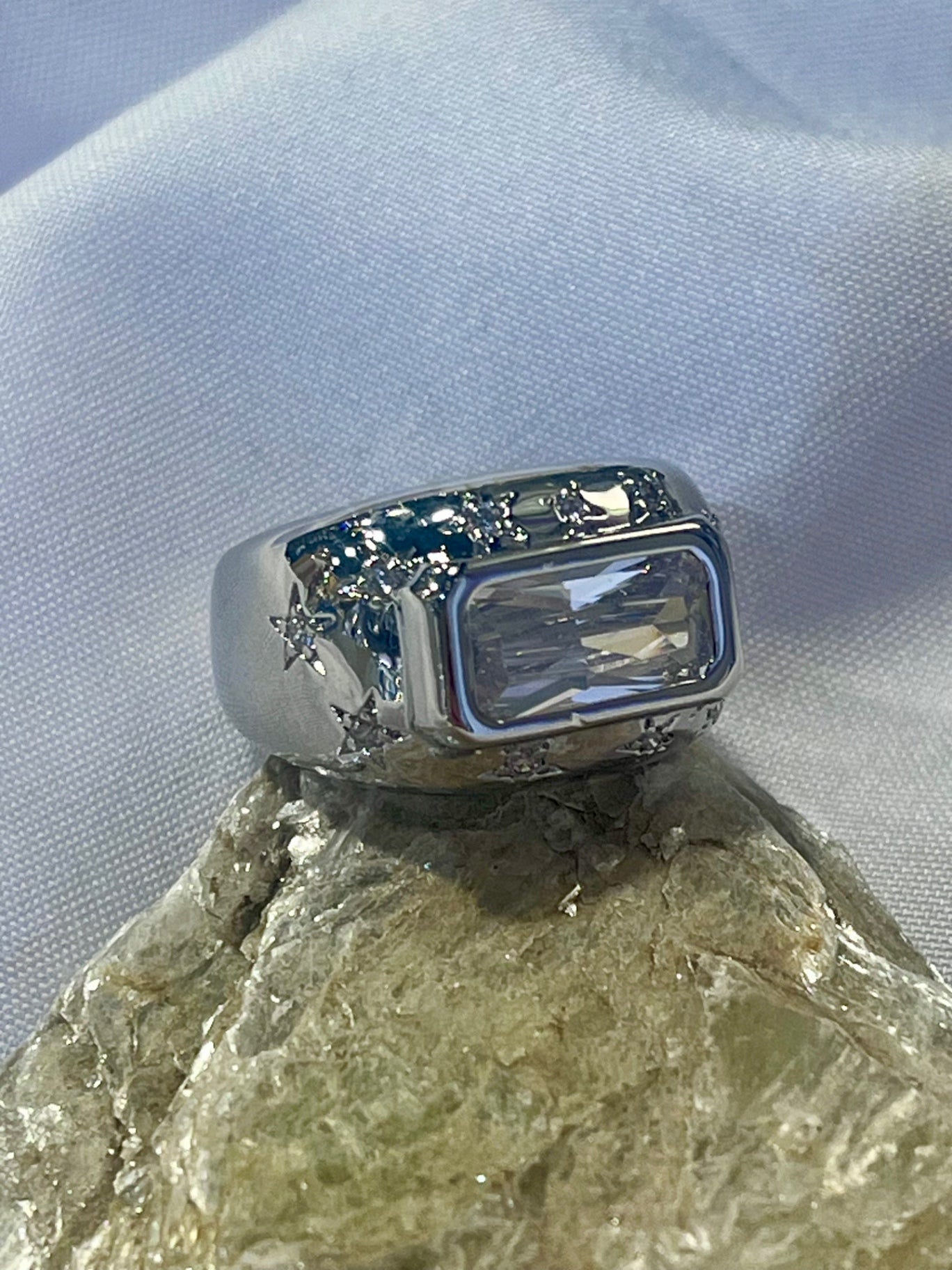 Celestial Rectangle CZ Ring – Silver 