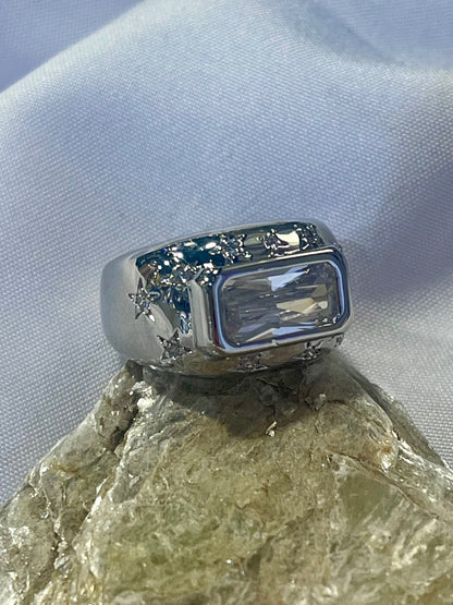 Celestial Rectangle CZ Ring – Silver 