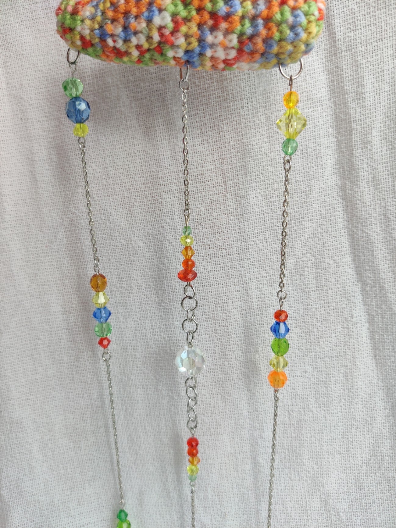Crochet rainbow cloud suncatcher