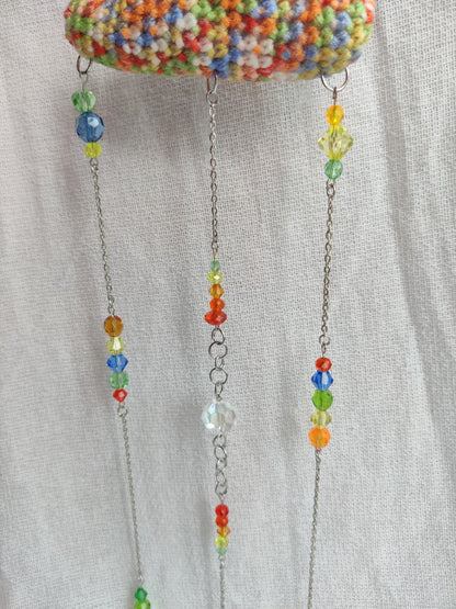 Crochet rainbow cloud suncatcher