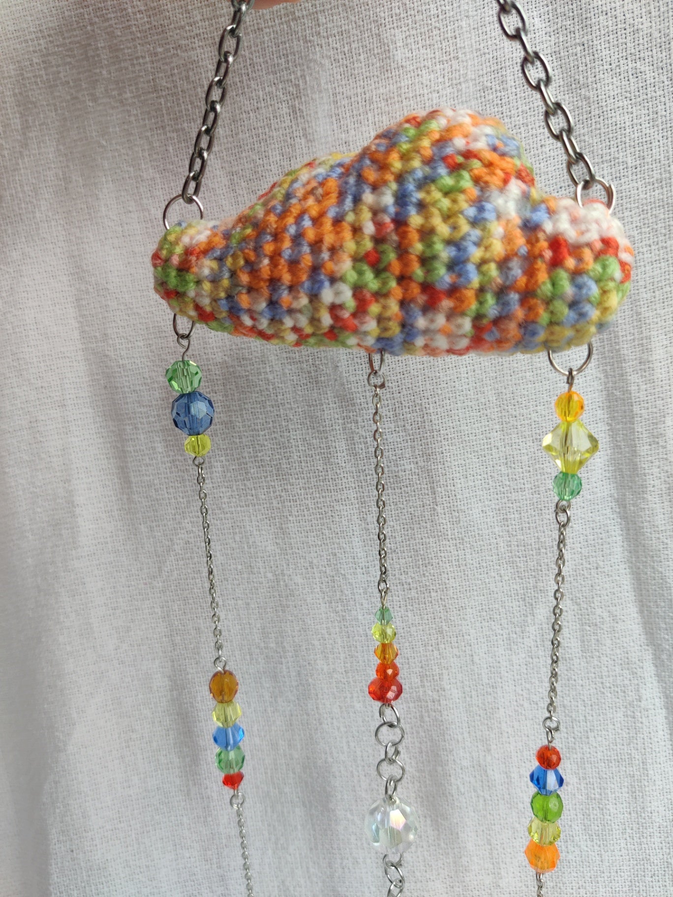 Crochet rainbow cloud suncatcher