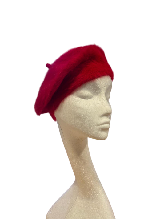 Red Fluffy Beret