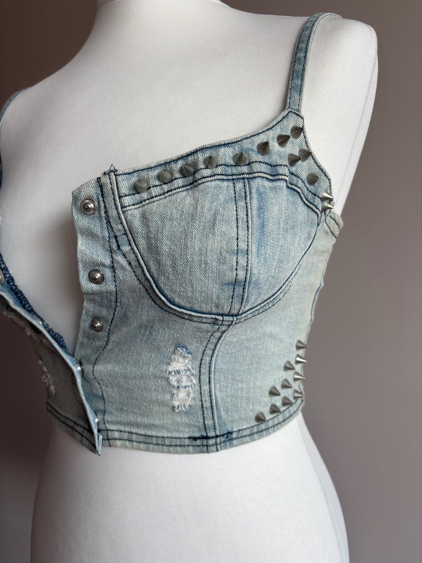 Denim bralette corset top