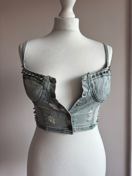 Denim bralette corset top