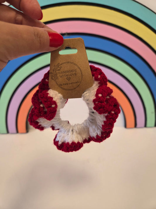 Red and white Christmas scrunchie