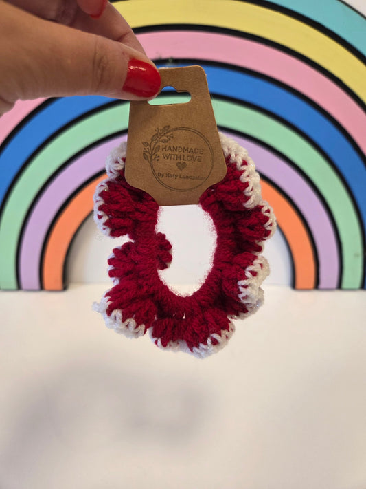 White and red Christmas scrunchie 