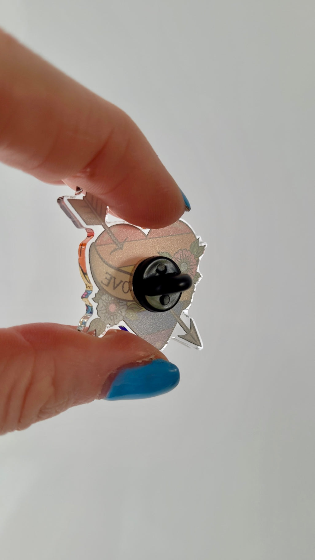 Love is Love Pride Tattoo Heart & Arrow Acrylic Pin Badge