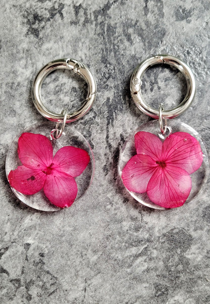 Pink Real Pressed Flower in Clear Resin Boot Charms 