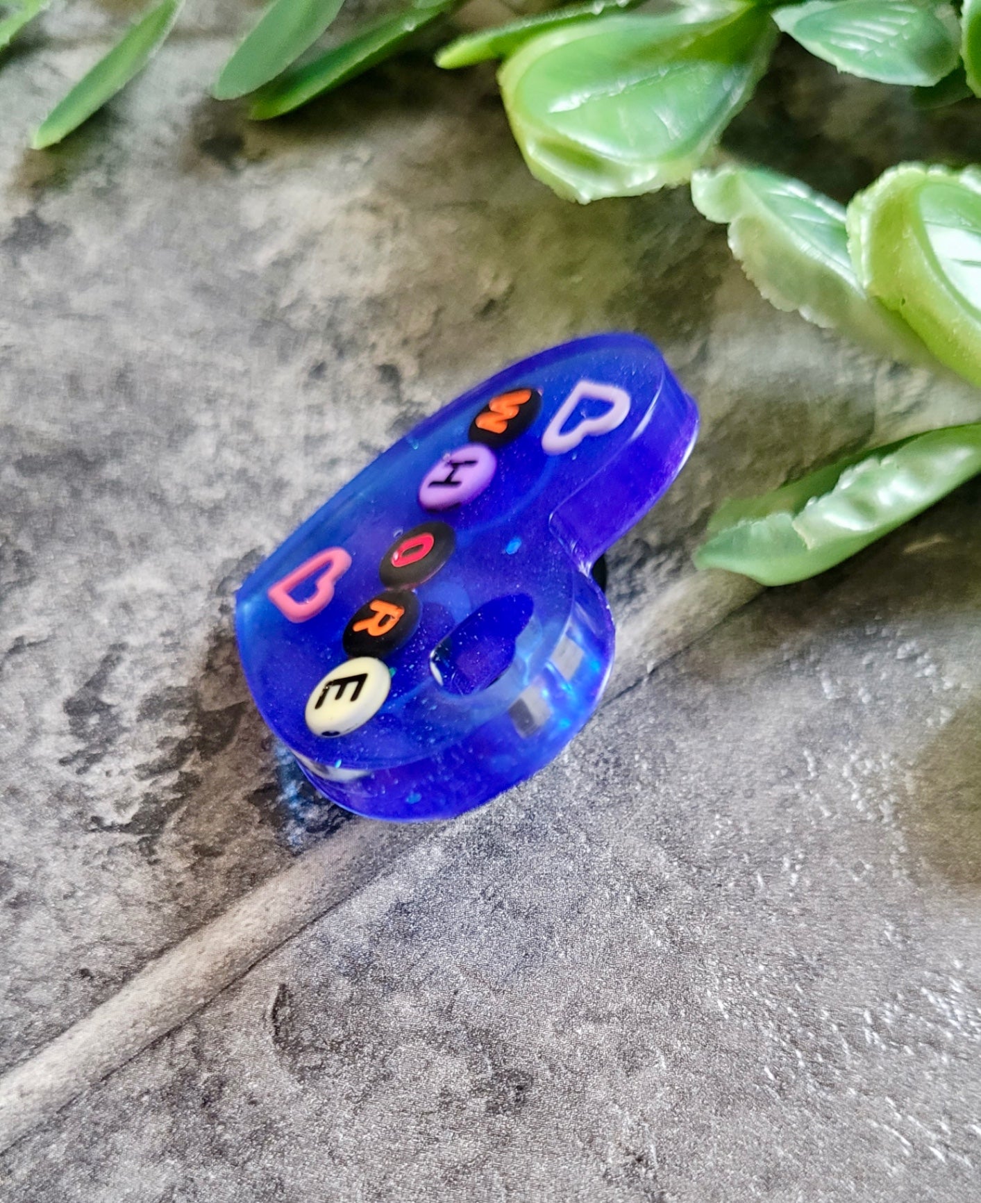 WHORE Playful Beaded Resin Heart Badge