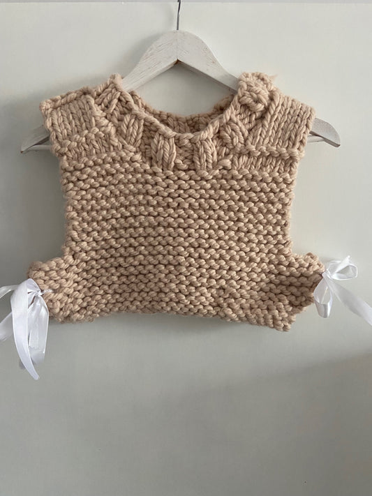 Cream chunky Slipover with Ribbon Ties
