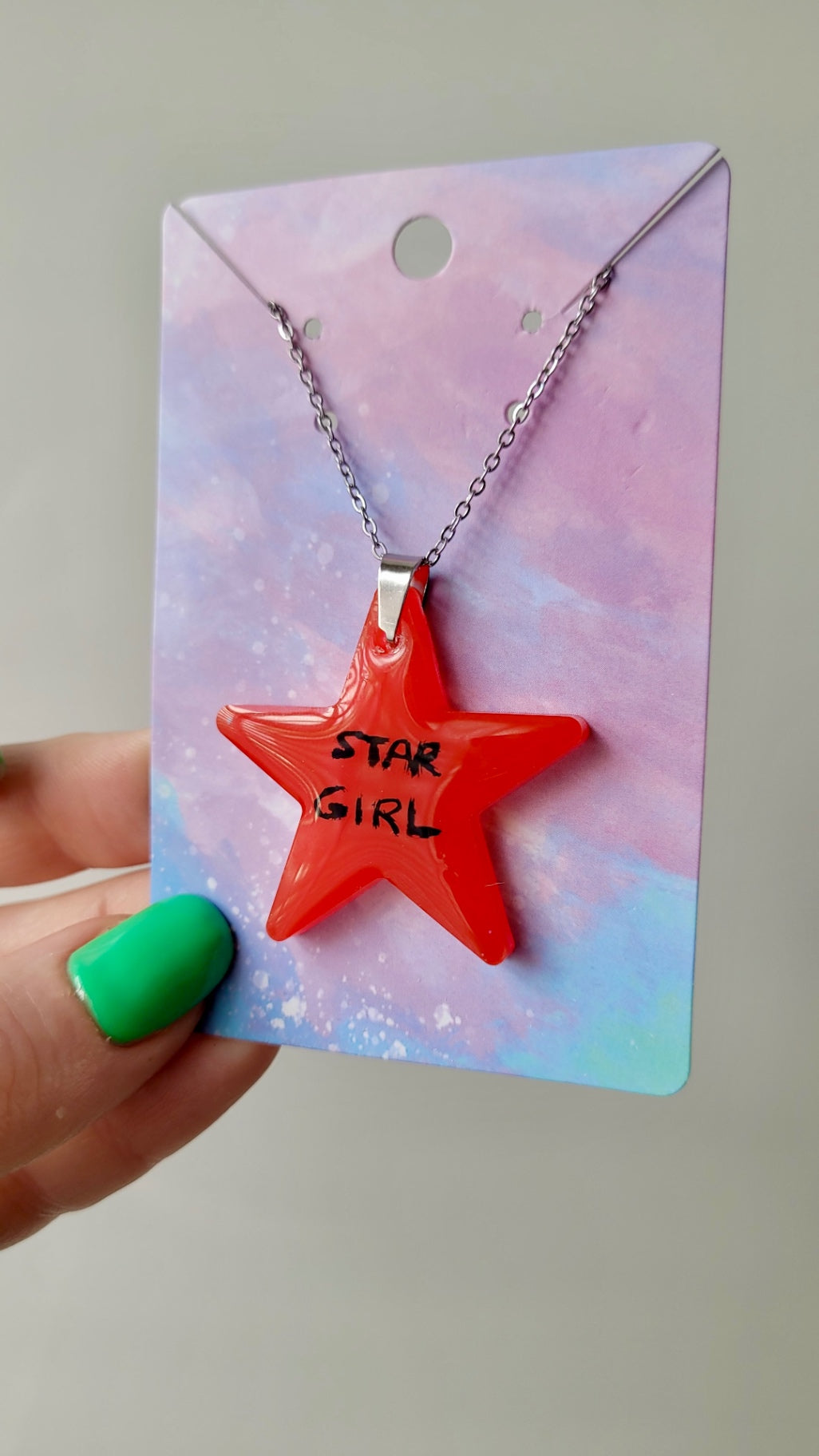 Star Girl Red Star Necklace - Stainless Steel Chain 40 + 5 cm