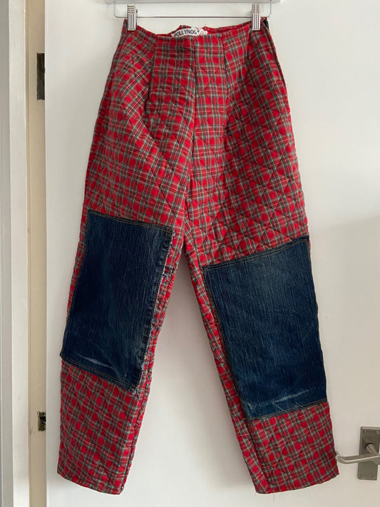 Red Check Quilted Trousers