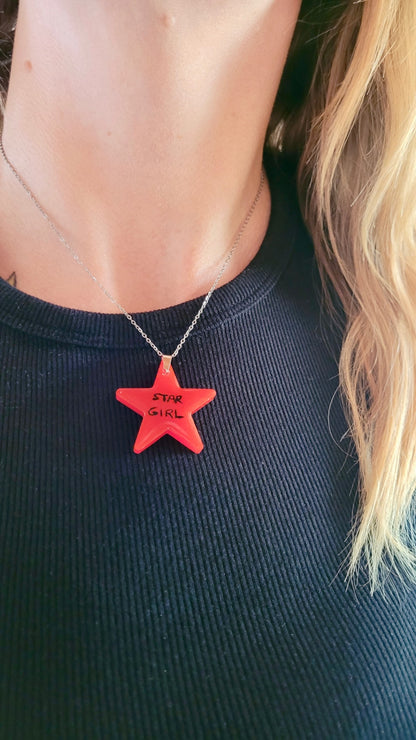 Star Girl Red Star Necklace - Stainless Steel Chain 40 + 5 cm