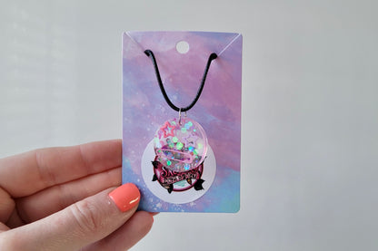 Pastel Star & Safety Pin Resin Necklace - Black Cord 50 + 5cm