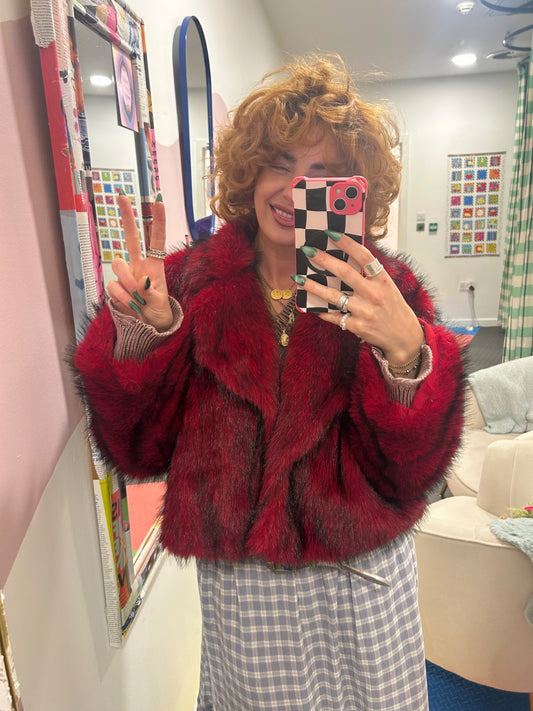 Red Faux Fur Coat