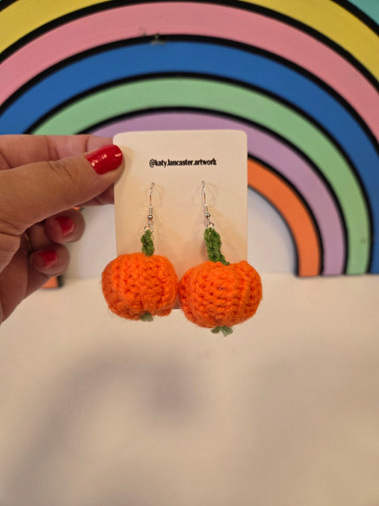 Crocheted pumpkin earrings 