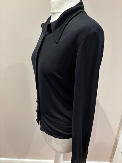Black mesh long sleeve shirt