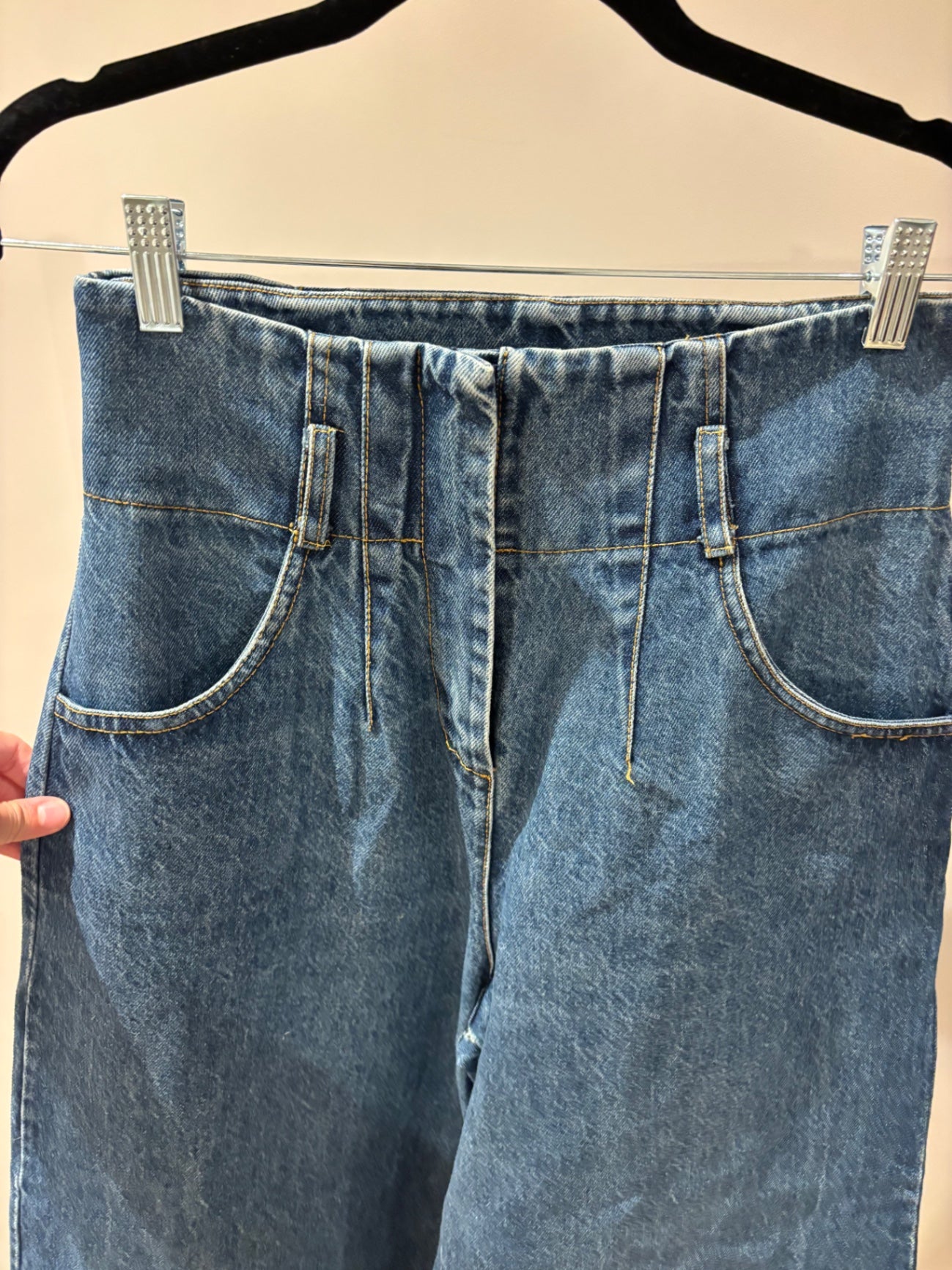 Blue high waist wide leg jeans 