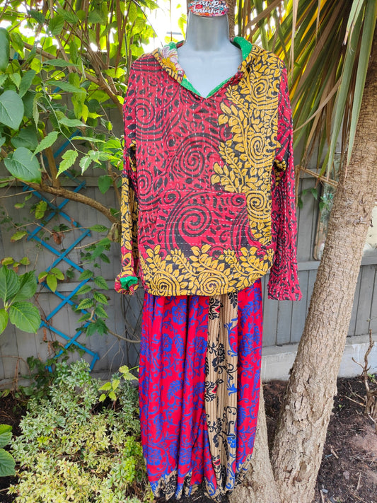 Kantha Festie Hoodie 6-14  Red