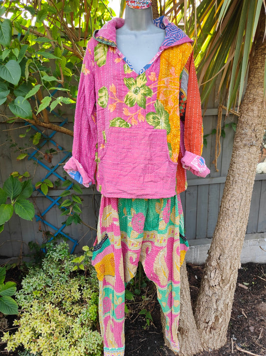 Kantha Festie Hoodie 6-14 UK Pink 