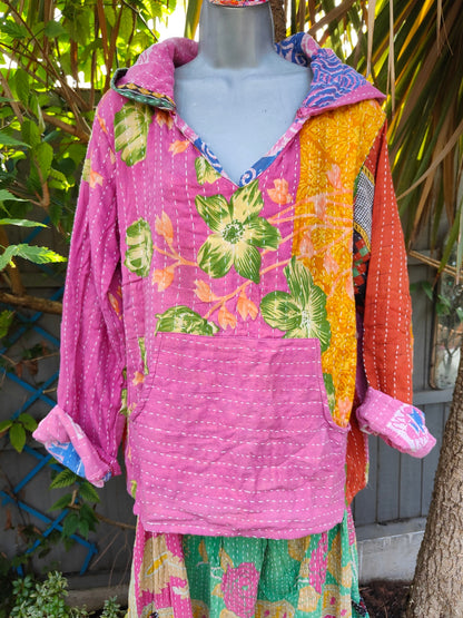 Kantha Festie Hoodie 6-14 UK Pink 