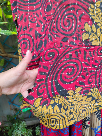 Kantha Festie Hoodie 6-14  Red