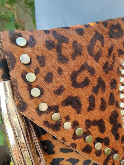 Yellowstone cross body bag with Moroccan stone detailing - Leopard 