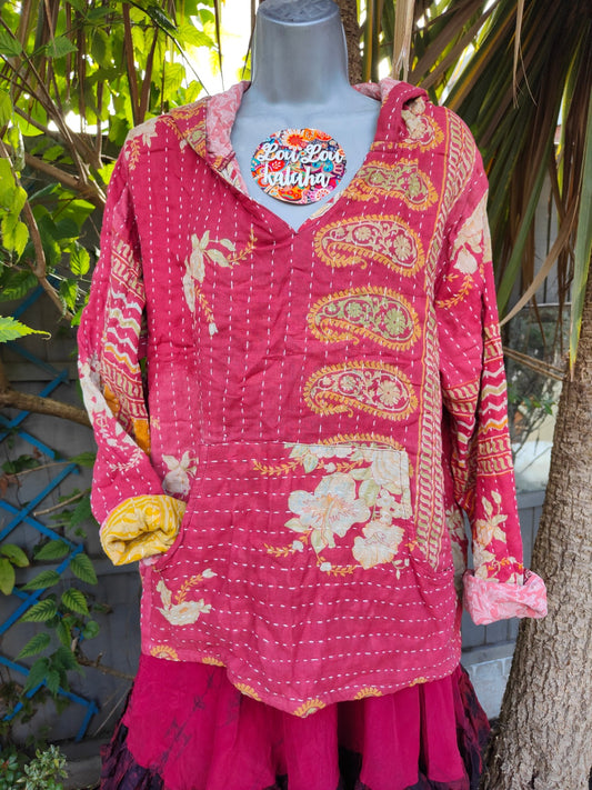 Kantha Festie Hoodie 6-14 red yellow