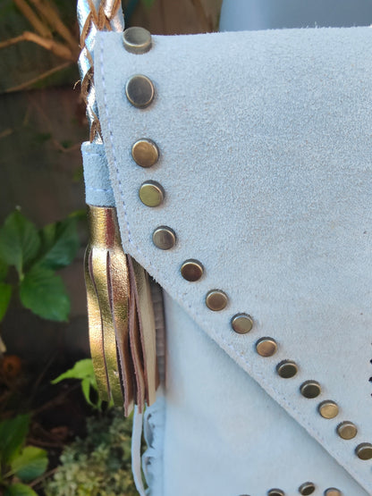 Yellowstone cross body bag with Moroccan stone detailing WHITE