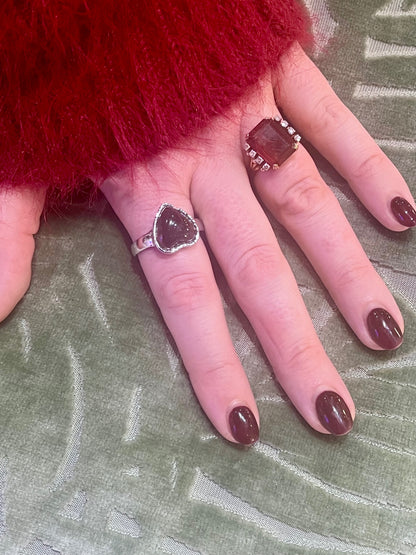 Mystic Mood Ring Heart Silver Mixed Sizes