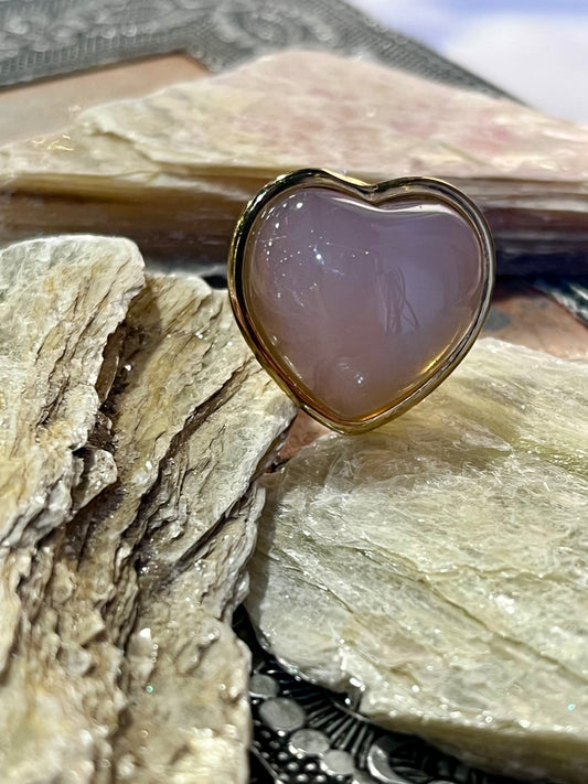 Fluorite Heart Ring – Stainless Steel 