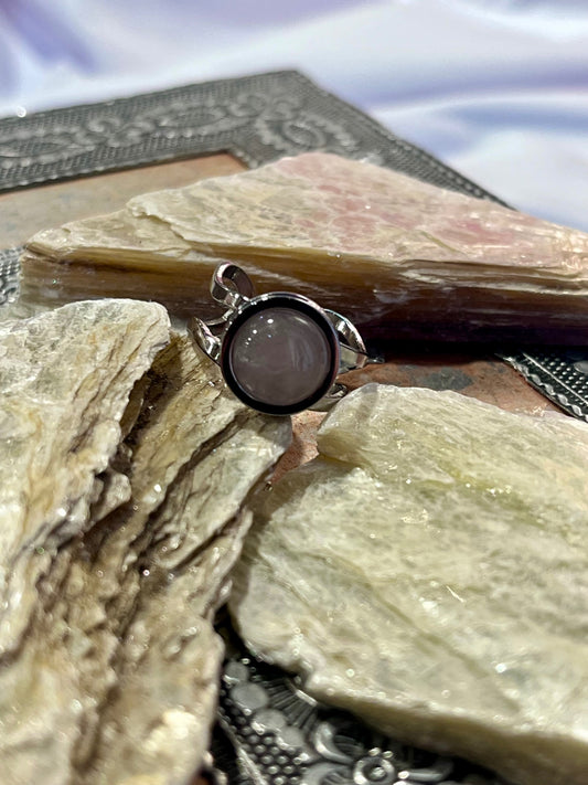 White Quartz Ring – Silver Stainless Steel