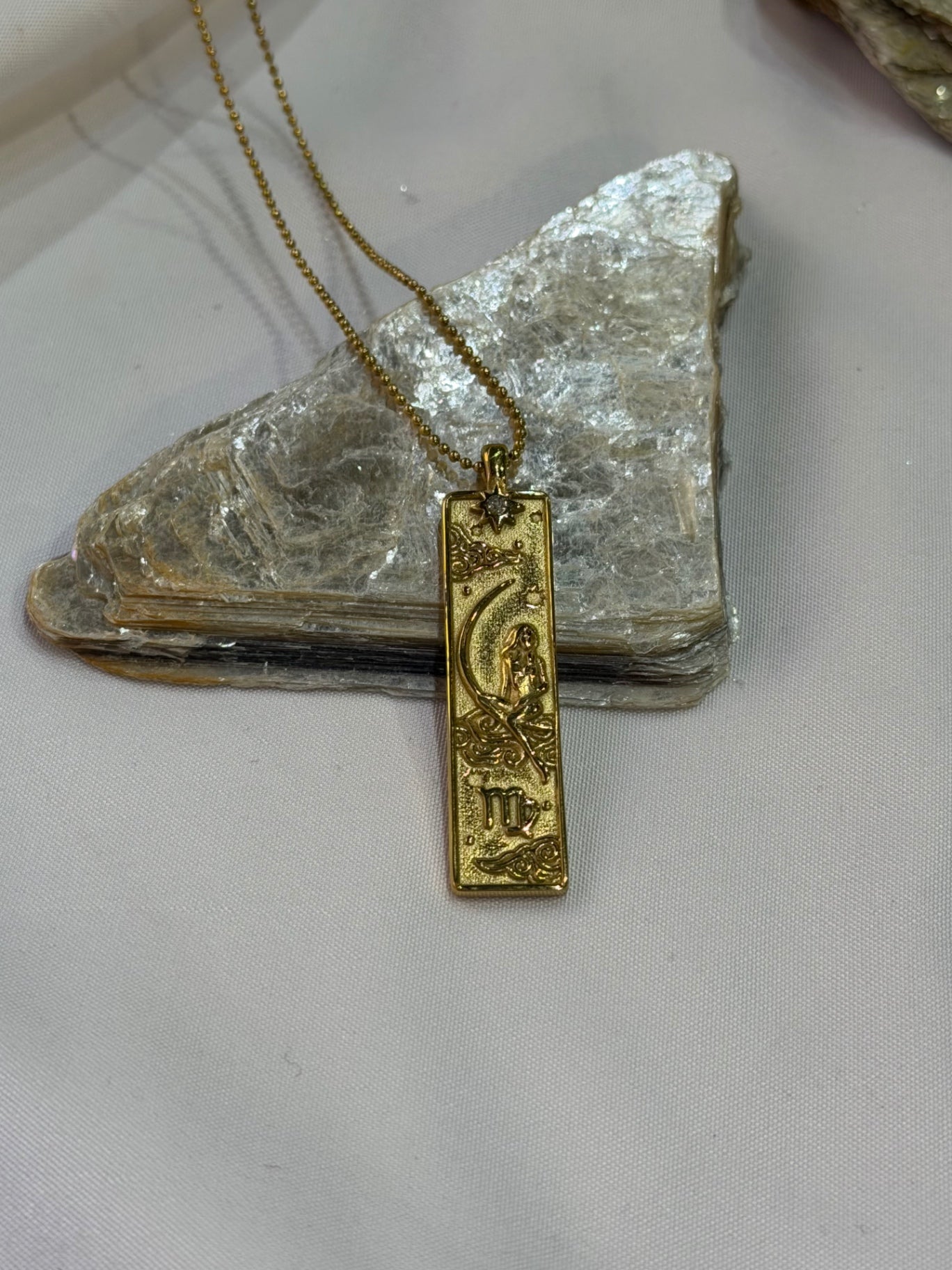 Virgo Zodiac Amulet Necklace Gold Waterproof Stainless Steel