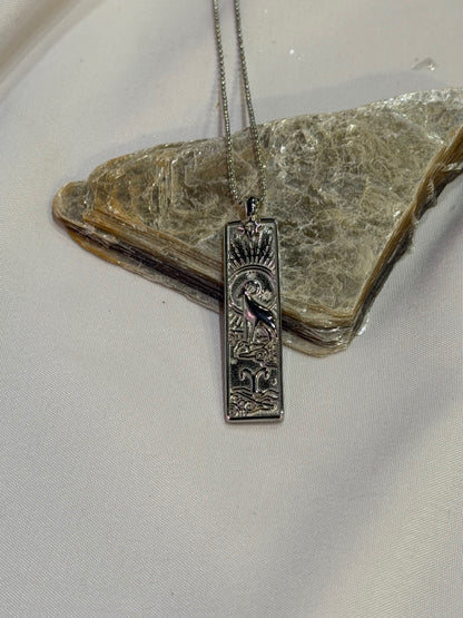 Aries Zodiac Amulet Necklace Silver Waterproof Stainless Steel