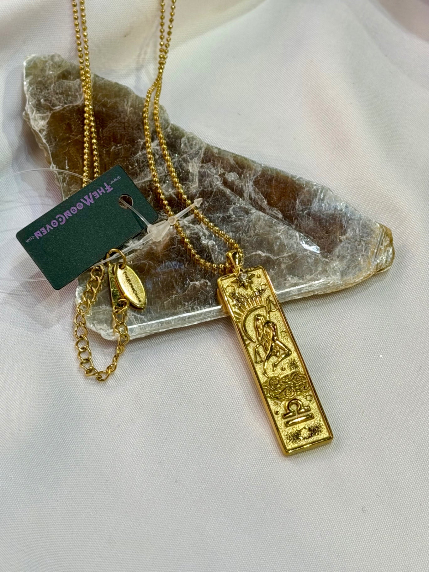 Libra Zodiac Amulet Necklace Gold Waterproof Stainless Steel