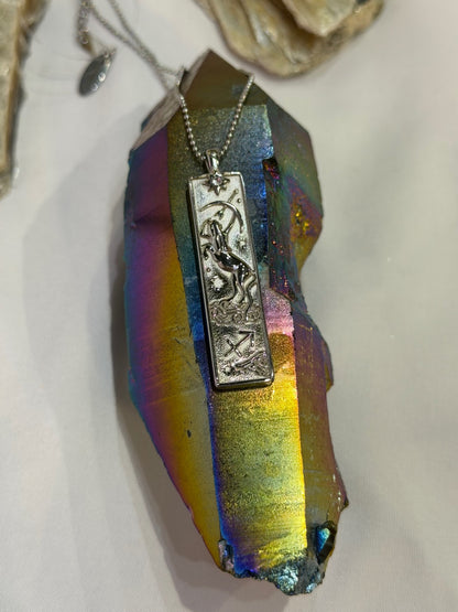 Sagittarius Zodiac Amulet Necklace Silver Waterproof Stainless Steel