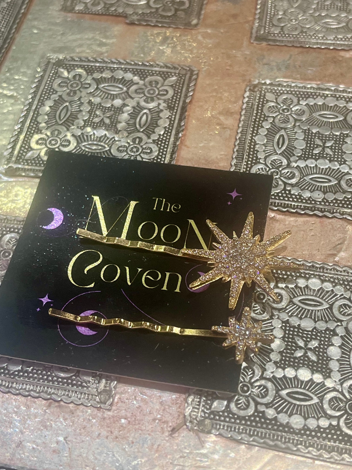 Gold Diamanté Star Hair Clips