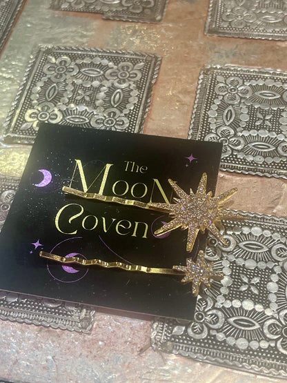 Gold Diamanté Star Hair Clips