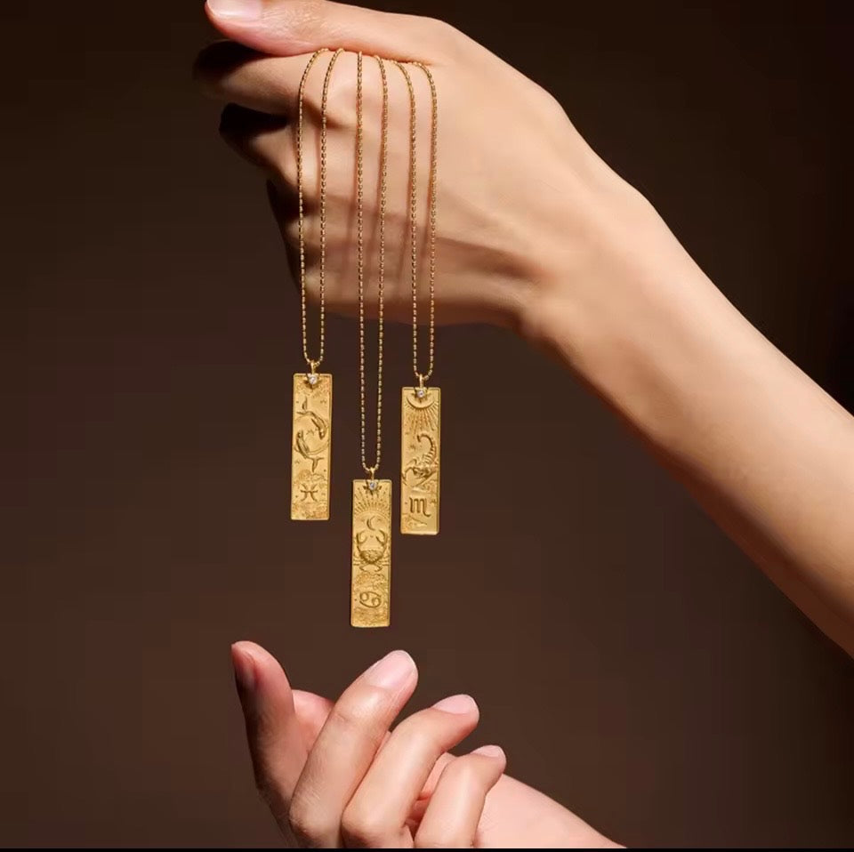 Capricorn Zodiac Amulet Necklace Silver Waterproof Stainless Steel