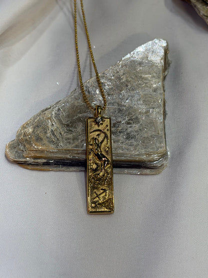 Sagittarius Zodiac Amulet Necklace Gold Waterproof Stainless Steel
