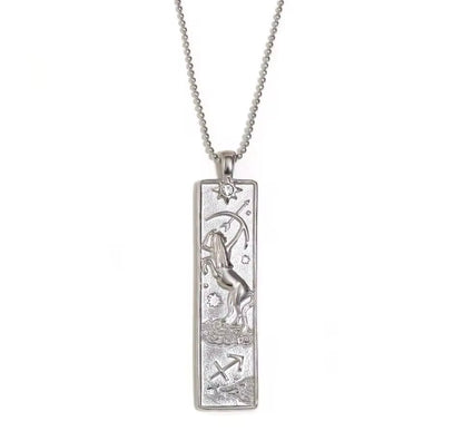 Sagittarius Zodiac Amulet Necklace Silver Waterproof Stainless Steel
