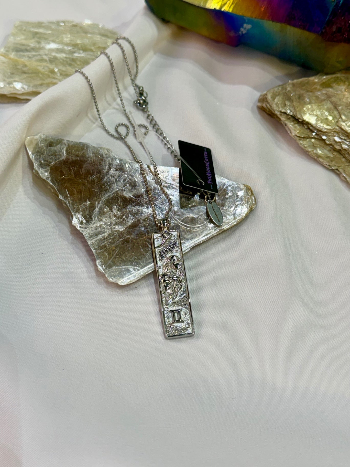 Gemini Zodiac Amulet Necklace Silver Waterproof Stainless Steel