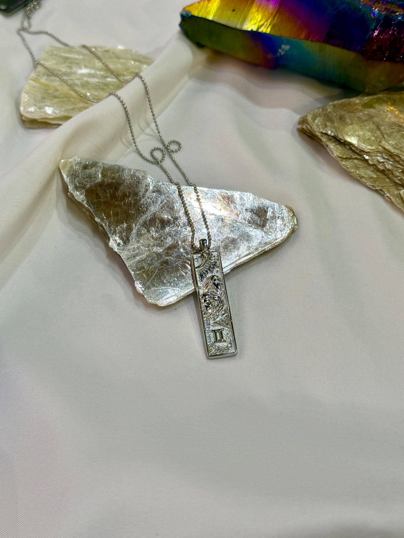 Gemini Zodiac Amulet Necklace Silver Waterproof Stainless Steel