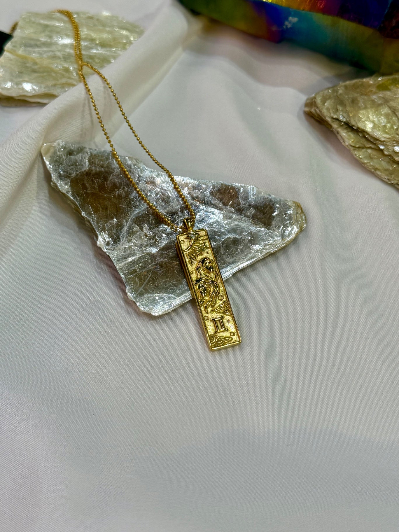 Gemini Zodiac Amulet Necklace Gold Waterproof Stainless Steel