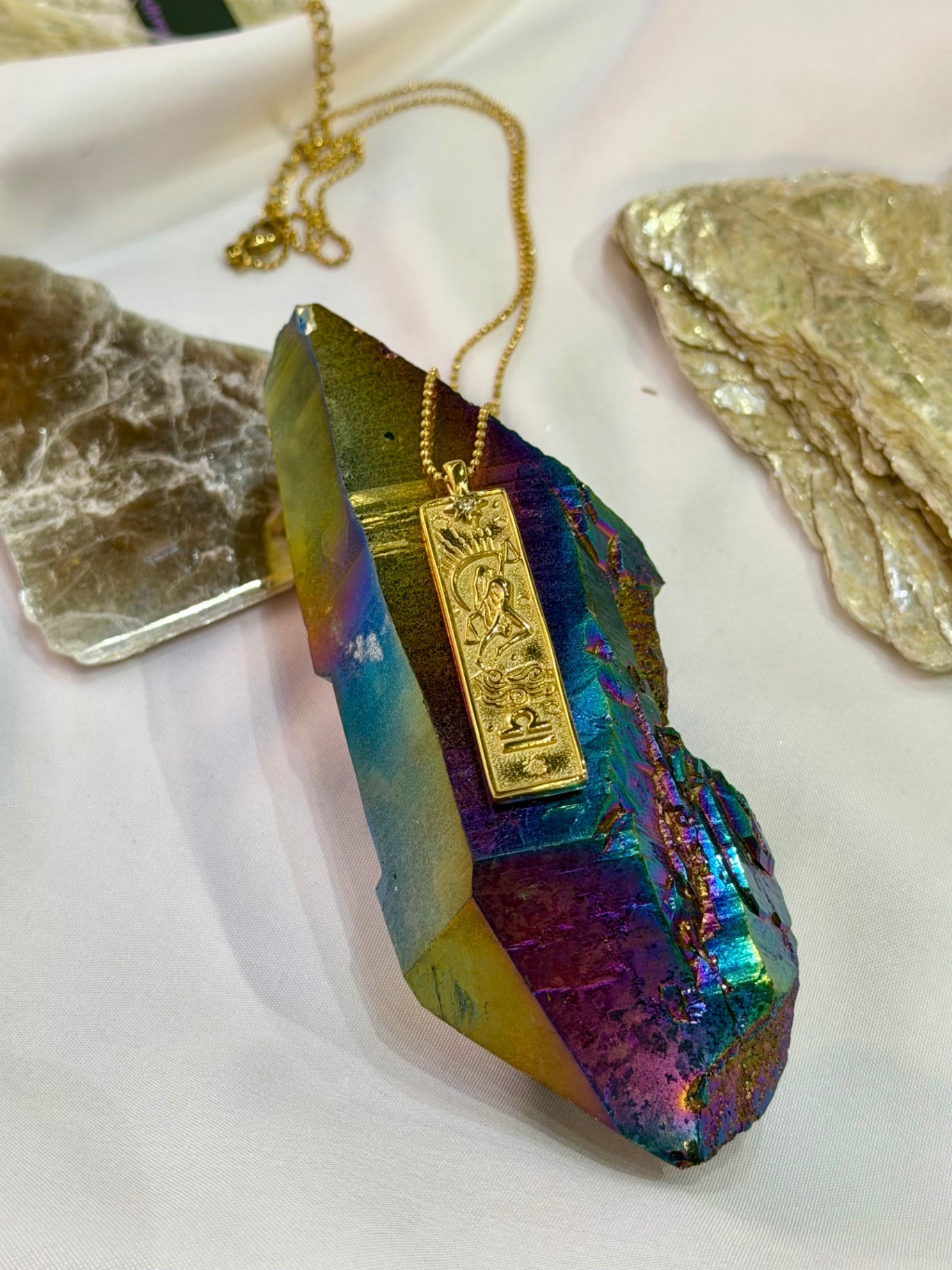 Libra Zodiac Amulet Necklace Gold Waterproof Stainless Steel