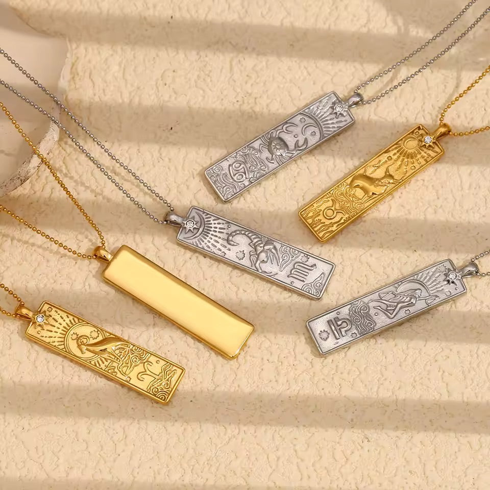 Cancer Zodiac Amulet Necklace Silver Waterproof Stainless Steel