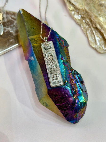 Libra Zodiac Amulet Necklace Silver Waterproof Stainless Steel